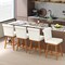 Costway 27" Swivel Bar Stools Set of 2/4 with Rubber Wood Legs Upholstered Linen Bar Chairs Beige/Gray